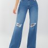 Jeans Wide Leg Azul Medio Rotos